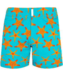 Uomo Altri Stampato - Costume da bagno uomo elasticizzato con girovita piatto Starfish Dance, Blu curacao vista frontale