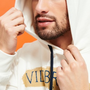 Hombre Autros Estampado - Sudadera con capucha de algodón de color liso para hombre, Off white detalles vista 2