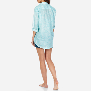 Camicie Stampato - Camicia unisex in voile di cotone Hypnotic Turtles, Laguna supp7 Camicie Stampato - Camicia unisex in voile di cotone Hypnotic Turtles, Laguna supp7