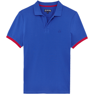 Men Others Solid - Men Cotton Pique Polo Shirt Solid, Sea blue front Men Others Solid - Men Cotton Pique Polo Shirt Solid, Sea blue front