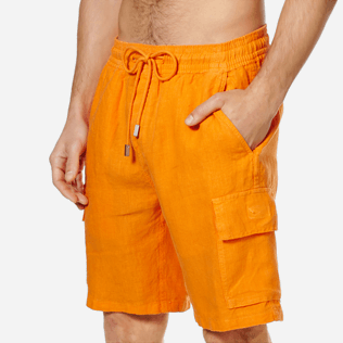 Homme AUTRES Uni - Bermuda poches cargo en Lin Homme Uni, Flamme supp1 Homme AUTRES Uni - Bermuda poches cargo en Lin Homme Uni, Flamme supp1