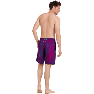 Men Long classic Printed - Men Swimtrunks Long Ultra-light and Packable Perspective Fish, Plum backworn Men Long classic Printed - Men Swimtrunks Long Ultra-light and Packable Perspective Fish, Plum backworn