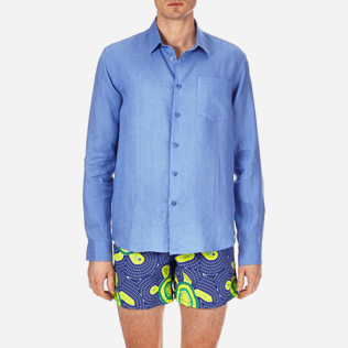 Hombre Autros Liso - Camisa de lino liso para hombre, Lavanda supp1 Hombre Autros Liso - Camisa de lino liso para hombre, Lavanda supp1