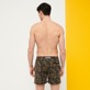 Men Classic Embroidered - Men Swimwear Embroidered Hidden Fishes, Navy back worn view