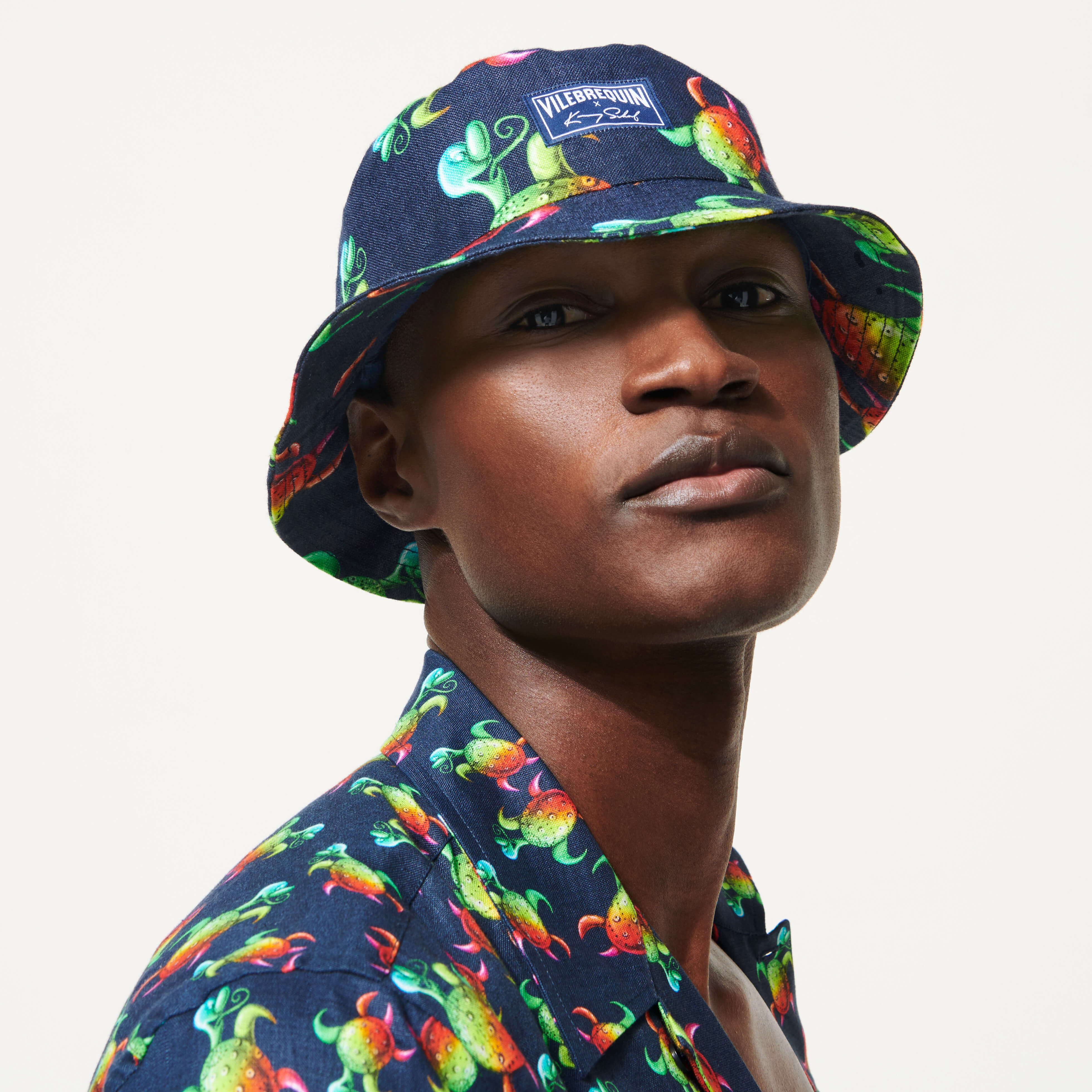 Men's Turtle Print Linen Bucket Hat