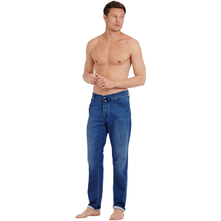 Homme AUTRES Uni - Pantalon 5 Poches Homme Coupe carotte, Bleach denim w4 frontworn Homme AUTRES Uni - Pantalon 5 Poches Homme Coupe carotte, Bleach denim w4 frontworn
