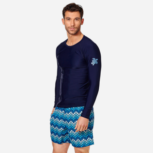 Altri Stampato - Rash guard unisex con motivo piazzato, Blu marine frontworn Altri Stampato - Rash guard unisex con motivo piazzato, Blu marine frontworn