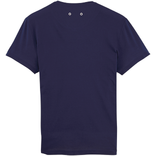 Hombre Autros Liso - Camiseta lisa con cuello de pico en tejido de algodón brillante, Azul marino back Hombre Autros Liso - Camiseta lisa con cuello de pico en tejido de algodón brillante, Azul marino back