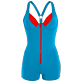 Damen Einteiler Uni - Kurzer Kontrast-Badeanzug für Damen – Vilebrequin x JCC+ – Limitierte Serie, Swimming pool Vorderansicht