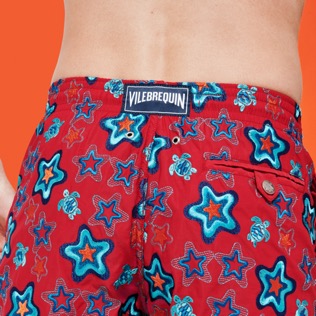 Men Embroidered Swim Trunks Stars Gift - Limited Edition Burgundy details view 3