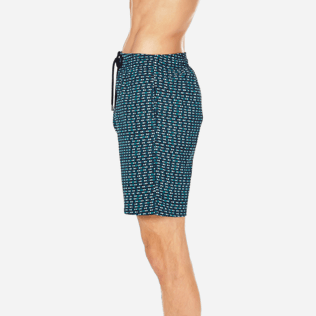 Hombres Corte Largo Estampado - Bañador elástico con estampado Modernist Fish para hombre, Azul marino supp3 Hombres Corte Largo Estampado - Bañador elástico con estampado Modernist Fish para hombre, Azul marino supp3