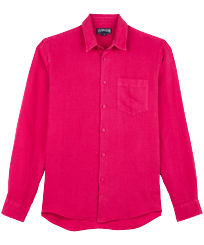 Hombre Autros Liso - Camisa de lino lisa para hombre, Shocking pink vista frontal