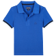 Boys Others Solid - Boys Cotton Pique Polo Shirt Solid, Sea blue front view