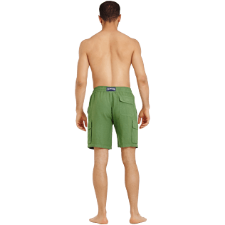 Herren Andere Uni - Einfarbige Leinen-Bermudashorts mit Cargotaschen für Herren, Sycamore backworn Herren Andere Uni - Einfarbige Leinen-Bermudashorts mit Cargotaschen für Herren, Sycamore backworn