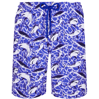 男款 Long classic 印制 - 男士 2009 Les Requins 长款泳裤, Sea blue 正面图