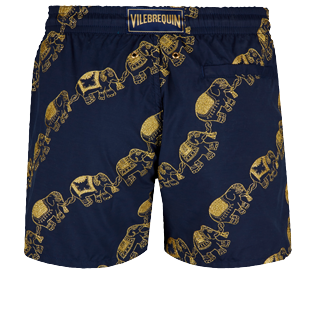 Men Classic Embroidered - Men Swim Trunks Embroidered Elephant Dance - Limited Edition, Navy back view