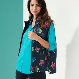 Others Printed - Unisex Sleeveless Jacket Ronde Des Tortues, Navy details view 3