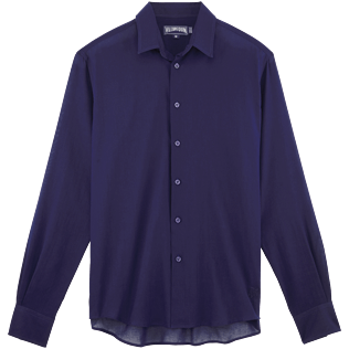 Men Others Solid - Unisex Cotton Voile Lightweight Shirt Solid, Navy front view