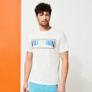 Hombre Autros Estampado - Camiseta sofisticada con logotipo de Vilebrequin y estampado Vilebrequin Multicolore para hombre, Off white vista frontal desgastada