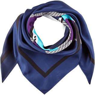 Autros Estampado - Pañuelo de seda con estampado Ostende, Azul marino front Autros Estampado - Pañuelo de seda con estampado Ostende, Azul marino front