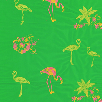 Men Swim Trunks Embroidered 2012 Flamants Rose - Limited Edition Grass green print