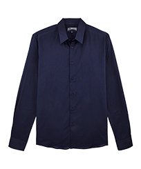 Men Others Solid - Unisex cotton voile Shirt Solid, Navy front view