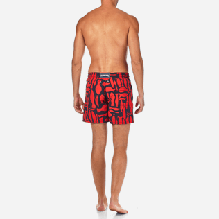 Men Classic / Moorea Printed - Silex Fishes Swim shorts, Poppy red backworn Men Classic / Moorea Printed - Silex Fishes Swim shorts, Poppy red backworn