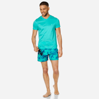Uomo Altri Unita - T-shirt uomo con scollo a V in cotone mercerizzato tinta unita, Veronese green supp2 Uomo Altri Unita - T-shirt uomo con scollo a V in cotone mercerizzato tinta unita, Veronese green supp2