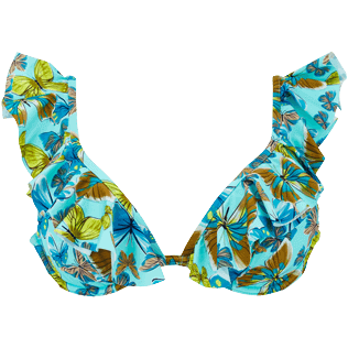 Butterflies Neckholder-Bikinioberteil für Damen Lagune Vorderansicht