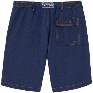 Hombre Bermudas Liso - Bermudas rectas color añil, Indigo back Hombre Bermudas Liso - Bermudas rectas color añil, Indigo back