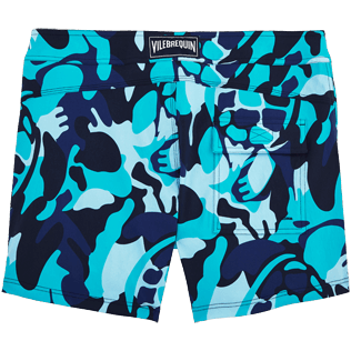 Men Fitted Printed - Camouflage Turtles Fitted cut Swim shorts, Azure back Men Fitted Printed - Camouflage Turtles Fitted cut Swim shorts, Azure back