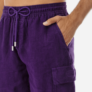 Men Others Solid - Men Cargo Linen Bermuda Shorts Solid, Reddish purple supp1 Men Others Solid - Men Cargo Linen Bermuda Shorts Solid, Reddish purple supp1