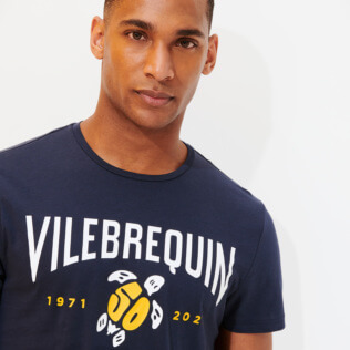 Hombre Autros Estampado - Camiseta de algodón con estampado VBQ 50 para hombre, Azul marino detalles vista 1