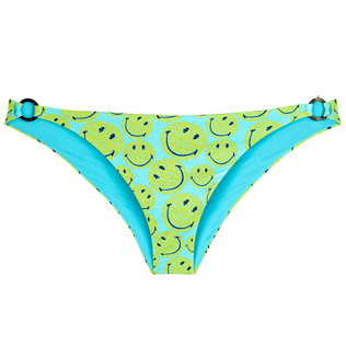 Mujer Fitted Estampado - Braguita de bikini de talle medio con estampado Smiley Turtles para mujer - Vilebrequin x Smiley®, Lazulii blue vista frontal