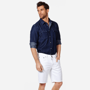 white denim bermuda shorts