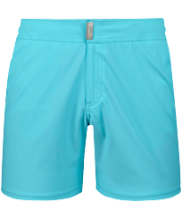 男款 Flat belts 纯色 - 男士纯色平带弹力泳裤, Tropezian blue 正面图
