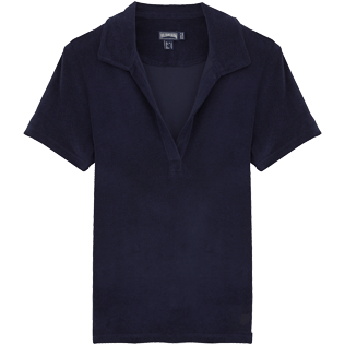 Women Others Solid - Women Terry Cloth Polo shirt Solid, Navy front Women Others Solid - Women Terry Cloth Polo shirt Solid, Navy front
