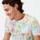 Hombre Autros Estampado - Camiseta de algodón multicolor con estampado Vilebrequin para hombre, Blanco detalles vista 3