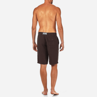 Men Others Solid - Men Italian Pockets Linen Bermuda Shorts Solid, Chocolate backworn Men Others Solid - Men Italian Pockets Linen Bermuda Shorts Solid, Chocolate backworn