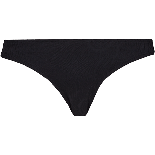 Women Classic brief Solid - Women Bikini Bottom Midi Brief Plumes Jacquard, Black front view