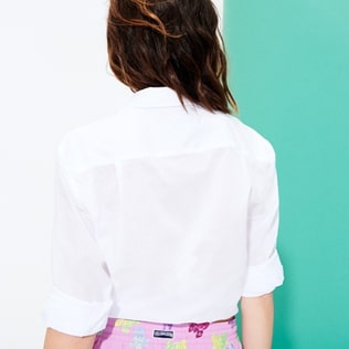 Hombre Autros Liso - Camisa en gasa de algodón con estampado liso unisex, Blanco supp3 Hombre Autros Liso - Camisa en gasa de algodón con estampado liso unisex, Blanco supp3