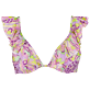 Women Underwire Printed - Women Halter Bikini Top Rainbow Flowers, Cyclamen front view