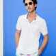 Men Others Embroidered - Men Cotton Pique Polo Shirt Solid, White front worn view