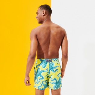 Men Classic Printed - Men Swim Trunks 2014 Poulpes, Lemon back worn view