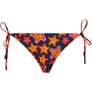 Women Fitted Printed - Women Bikini Bottom Mini Brief to be tied Stars Gift, Navy front view
