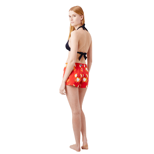 Femme AUTRES Imprimé - Shorty femme en Matière maillot de bain St Valentin 2020-Vilebrequin x Giriat, Rouge medicis vue portée de dos