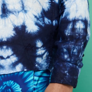 Men Others Printed - Men Linen and Cotton Fonds Marins Tie & Dye Shirt, Navy details view 1