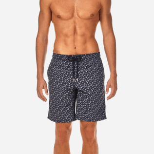 Herren Klassische lange Bedruckt - Lange Micro Ronde des Tortues-Badeshorts, Marineblau supp1 Herren Klassische lange Bedruckt - Lange Micro Ronde des Tortues-Badeshorts, Marineblau supp1
