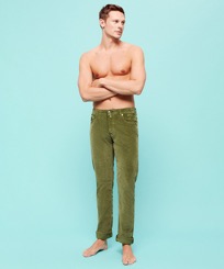 Men Others Solid - Men Corduroy 1500 lines Pants Solid, Olive front worn view