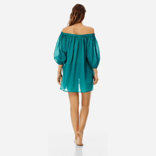 Mujer Autros Liso - Vestido de gasa de algodón con hombros descubiertos para mujer, Pinos backworn Mujer Autros Liso - Vestido de gasa de algodón con hombros descubiertos para mujer, Pinos backworn